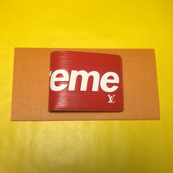 🆕🟠 Supreme x Louis Vuitton 🟠 red 'Slender Wallet' - Picture 5 of 11